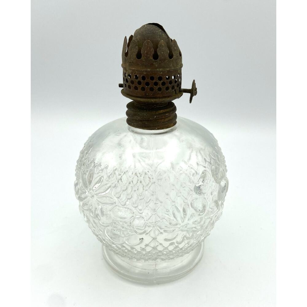 Antique EAPG Consolidated Lamp & Glass Co. Cosmos Oil Lamp Base & Burner 1896